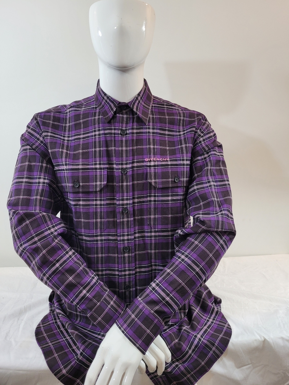 Givenchy Men's Purple Long Sleeve Plad  Shirt Authentic Size 39 EU Italy $1150